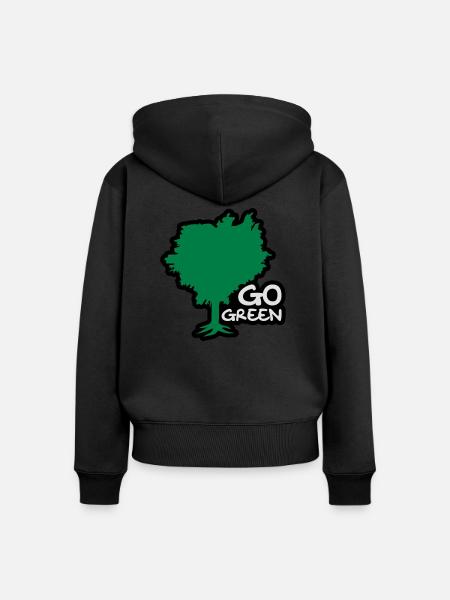 Go Green - Frauen Premium Bio Zip Hoodie - Schwarz
