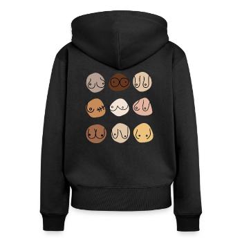 Boobs same but different - Frauen Premium Bio Zip Hoodie - Schwarz - Hinten - Julia (174cm)