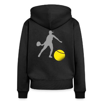 Femme Padel - Sweat à capuche zippé Premium bio Femme - noir - Dos - Julia (174cm)