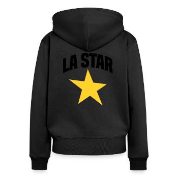 La STAR - Sweat à capuche zippé Premium bio Femme - noir - Dos - Julia (174cm)