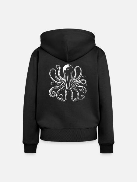 Krake - Frauen Premium Bio Zip Hoodie - Schwarz
