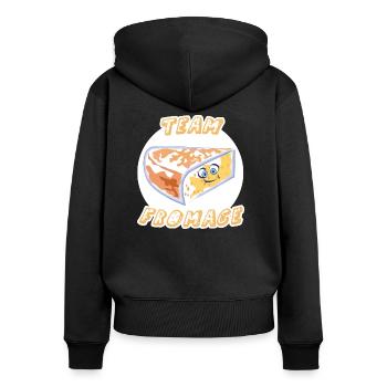 Team Käse - Frauen Premium Bio Zip Hoodie - Schwarz - Hinten - Julia (174cm)