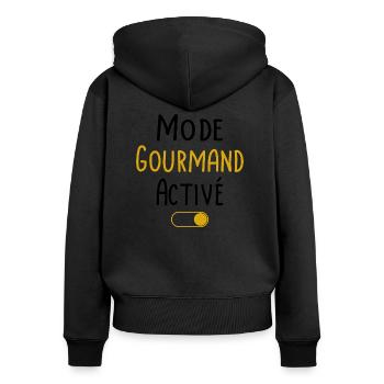 Mode Gourmand activé - Sweat à capuche zippé Premium bio Femme - noir - Dos - Julia (174cm)
