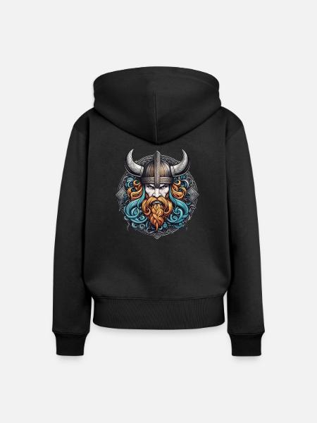 Wikinger Odin Thor Walhalla - Frauen Premium Bio Zip Hoodie - Schwarz