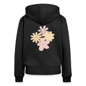 Gezeichnete Blumen - Frauen Premium Bio Zip Hoodie - Schwarz - Hinten - Julia (174cm)