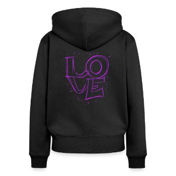 Amour - Liebesrose - Frauen Premium Bio Zip Hoodie - Schwarz - Hinten - Julia (174cm)