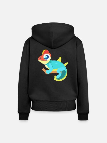Buntes Chamäleon - Frauen Premium Bio Zip Hoodie - Schwarz