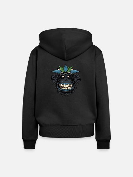Tiki-Schimpanse - Frauen Premium Bio Zip Hoodie - Schwarz