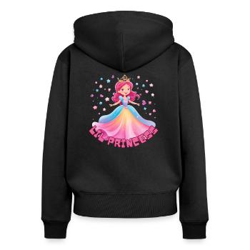 Lil Princess - Frauen Premium Bio Zip Hoodie - Schwarz - Hinten - Julia (174cm)
