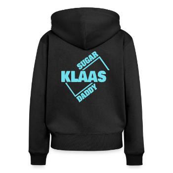 Klaas als Sugardaddy - Frauen Premium Bio Zip Hoodie - Schwarz - Hinten - Julia (174cm)