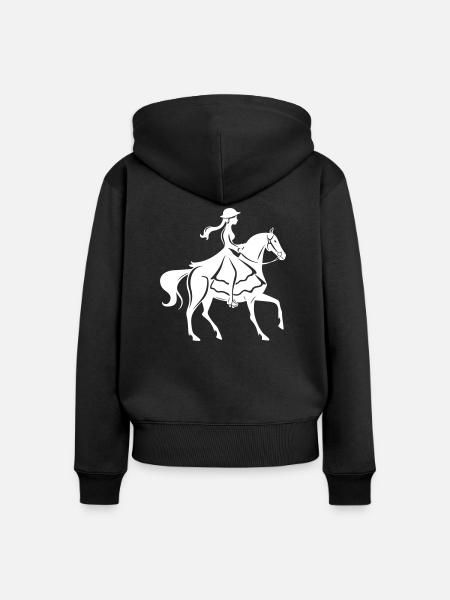 Pferdereiten Reiterin - Frauen Premium Bio Zip Hoodie - Schwarz