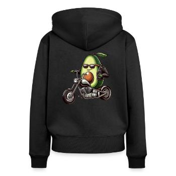 Moto Concombre Aventure Liberté - Sweat à capuche zippé Premium bio Femme - noir - Dos - Julia (174cm)