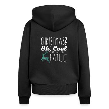 Anti Weihnachten - Frauen Premium Bio Zip Hoodie - Schwarz - Hinten - Julia (174cm)