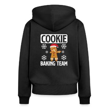 Dabbing Lebkuchen - Frauen Premium Bio Zip Hoodie - Schwarz - Hinten - Julia (174cm)