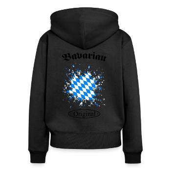 Bavarian Original Bayern Bavaria bayern - Frauen Premium Bio Zip Hoodie - Schwarz - Hinten - Julia (174cm)