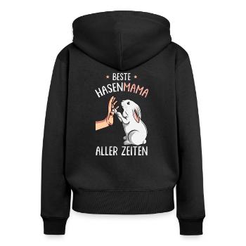 Hasenmama Hase Kaninchen Hasen - Frauen Premium Bio Zip Hoodie - Schwarz - Hinten - Julia (174cm)