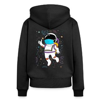 Funny quote - Women's Premium Organic Zip Hoodie - black - Back - Julia (174cm)