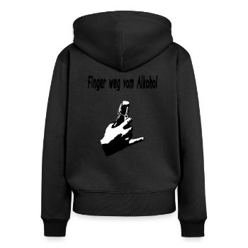 Finger weg vom Alkohol - Frauen Premium Bio Zip Hoodie - Schwarz - Hinten - Julia (174cm)