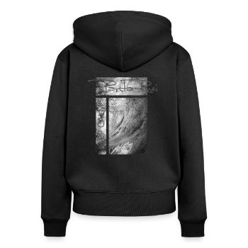 Keep Calm and Panta Rhei - Frauen Premium Bio Zip Hoodie - Schwarz - Hinten - Julia (174cm)