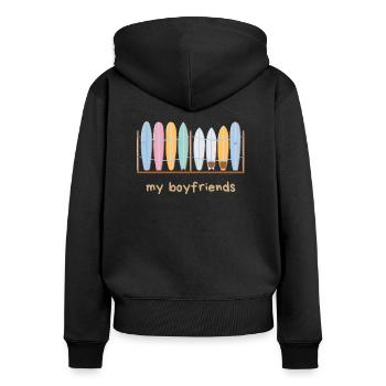 My Surfboard Boyfriends - Frauen Premium Bio Zip Hoodie - Schwarz - Hinten - Julia (174cm)