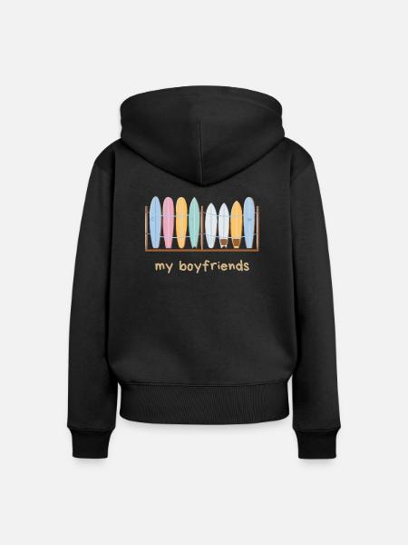 My Surfboard Boyfriends - Frauen Premium Bio Zip Hoodie - Schwarz