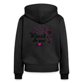 Faire un vœu - Sweat à capuche zippé Premium bio Femme - noir - Dos - Julia (174cm)