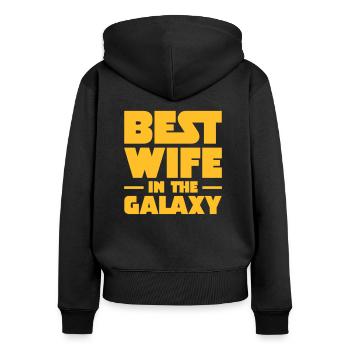 Best Wife In The Galaxy - Sweat à capuche zippé Premium bio Femme - noir - Dos - Julia (174cm)