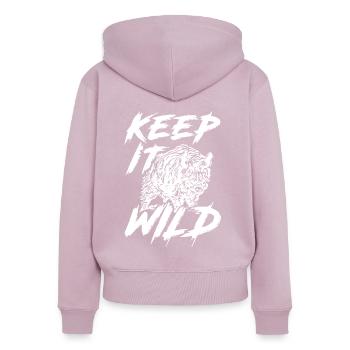 2reborn keep it chasseur de sanglier, cerf jaege - Sweat à capuche zippé Premium bio Femme - rose poudré - Dos - Julia (174cm)