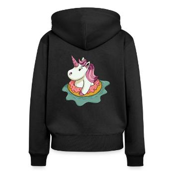 Licorne d'été - Sweat à capuche zippé Premium bio Femme - noir - Dos - Julia (174cm)