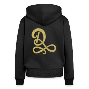 D - gold, letter, alphabet, monogram - Frauen Premium Bio Zip Hoodie - Schwarz - Hinten - Julia (174cm)