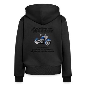 Né pour rouler - Sweat à capuche zippé Premium bio Femme - noir - Dos - Julia (174cm)
