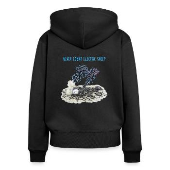never count electric sheep - Frauen Premium Bio Zip Hoodie - Schwarz - Hinten - Julia (174cm)