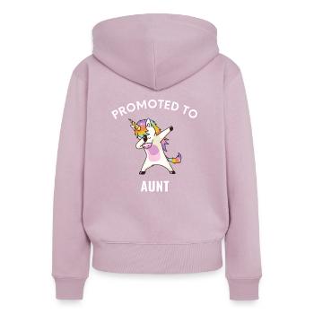 Gefördert zu Tante, Nette Tante, Neue Tante, Lustig - Frauen Premium Bio Zip Hoodie - Altrosa - Hinten - Julia (174cm)