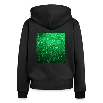 Paillettes vertes étincelantes - Sweat à capuche zippé Premium bio Femme - noir - Dos - Julia (174cm)