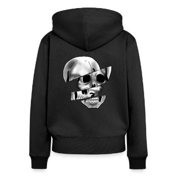 Skull - Frauen Premium Bio Zip Hoodie - Schwarz - Hinten - Julia (174cm)