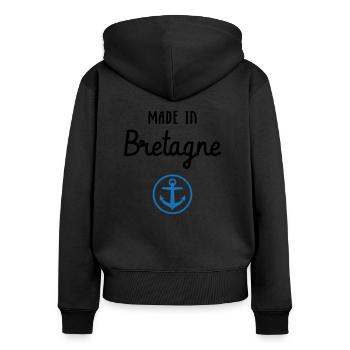 Made in Bretagne - Sweat à capuche zippé Premium bio Femme - noir - Dos - Julia (174cm)