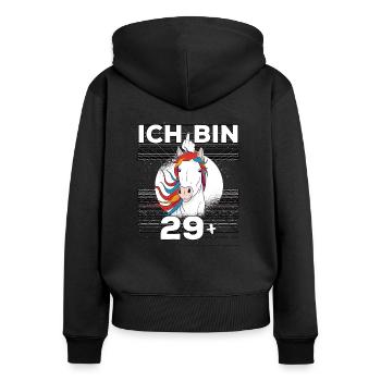 Ich bin 29 + Geburtstag Vaporwave Einhorn - Frauen Premium Bio Zip Hoodie - Schwarz - Hinten - Julia (174cm)