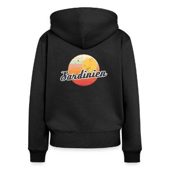 Sardinien Sonnenaufgang - Frauen Premium Bio Zip Hoodie - Schwarz - Hinten - Julia (174cm)