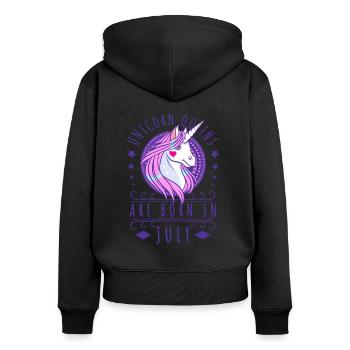 unicorn - Frauen Premium Bio Zip Hoodie - Schwarz - Hinten - Julia (174cm)