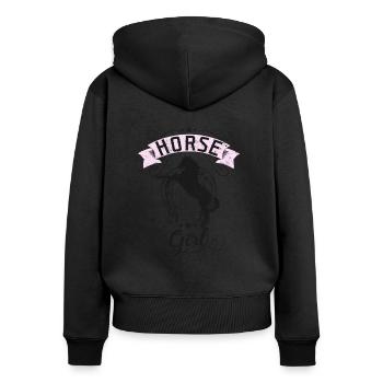 Fille cheval-cheval - Sweat à capuche zippé Premium bio Femme - noir - Dos - Julia (174cm)