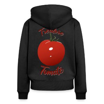 Unfaithful tomato - Women's Premium Organic Zip Hoodie - black - Back - Julia (174cm)