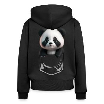 Baby Panda Brusttsche Schwarz - Frauen Premium Bio Zip Hoodie - Schwarz - Hinten - Julia (174cm)