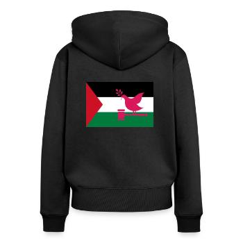 Palästina - Stop War Peace Freedom Gaza Palestine - Frauen Premium Bio Zip Hoodie - Schwarz - Hinten - Julia (174cm)
