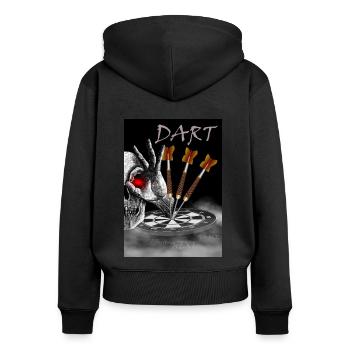 Dart Skull See You Next Game, Dartdesign Darts - Women's Premium Organic Zip Hoodie - black - Back - Julia (174cm)