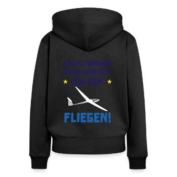 das altersheim kann warten - Frauen Premium Bio Zip Hoodie - Schwarz - Hinten - Julia (174cm)