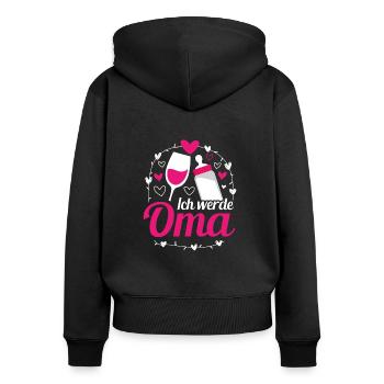 Ich werde Oma Geschenkidee Schwangerschaft - Frauen Premium Bio Zip Hoodie - Schwarz - Hinten - Julia (174cm)