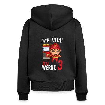 Tatü tata ich werde 3 Jahre Alt Feuerwehr - Frauen Premium Bio Zip Hoodie - Schwarz - Hinten - Julia (174cm)