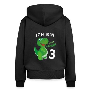 Ich bin 3 Jahre alt Dino Geburtstagsgeschenk - Frauen Premium Bio Zip Hoodie - Schwarz - Hinten - Julia (174cm)