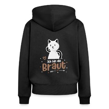 Ich bin die Braut Katze JGA - Frauen Premium Bio Zip Hoodie - Schwarz - Hinten - Julia (174cm)