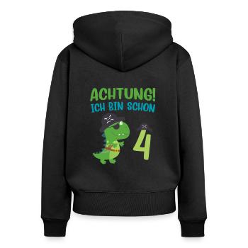 Ich bin 4 Jahre alt Dino Geburtstagsgeschenk - Frauen Premium Bio Zip Hoodie - Schwarz - Hinten - Julia (174cm)